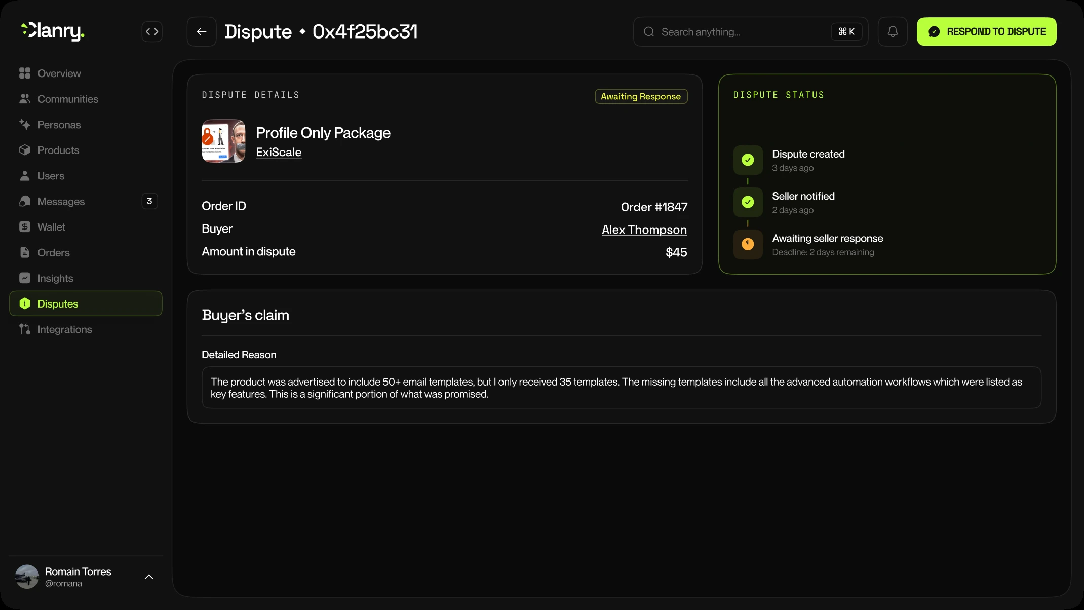 Clanry Creator Wallet screen
